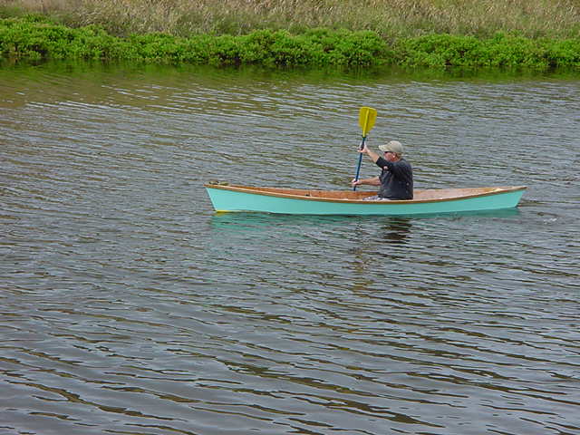 Here is a picture taken at the launch of my Six Hour Canoe.